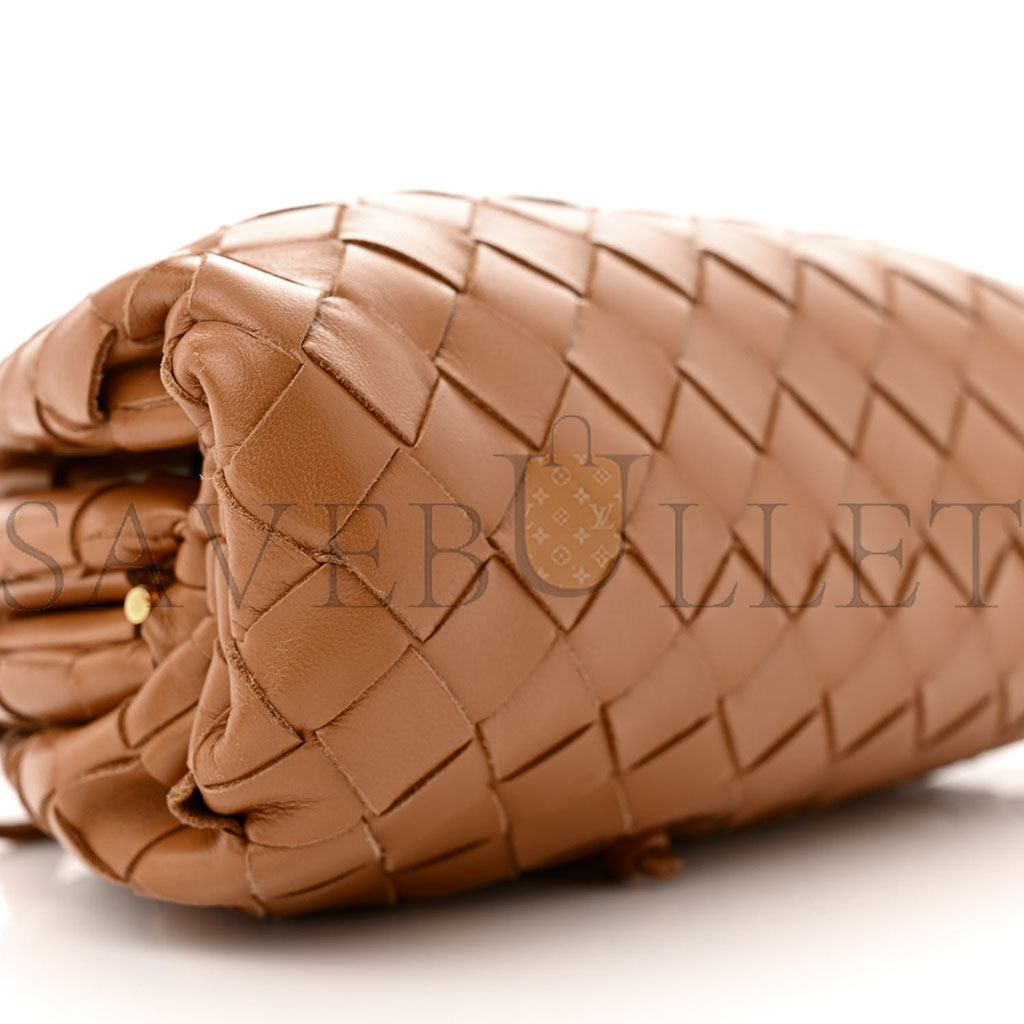 BOTTEGA VENETA NAPPA INTRECCIATO THE MINI POUCH CARMEL (21*11*5cm)