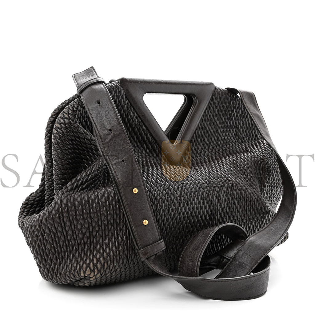 BOTTEGA VENETA LAMBSKIN KNIT MEDIUM THE POINT TRIANGLE BAG FONDANT (30*25*13cm)