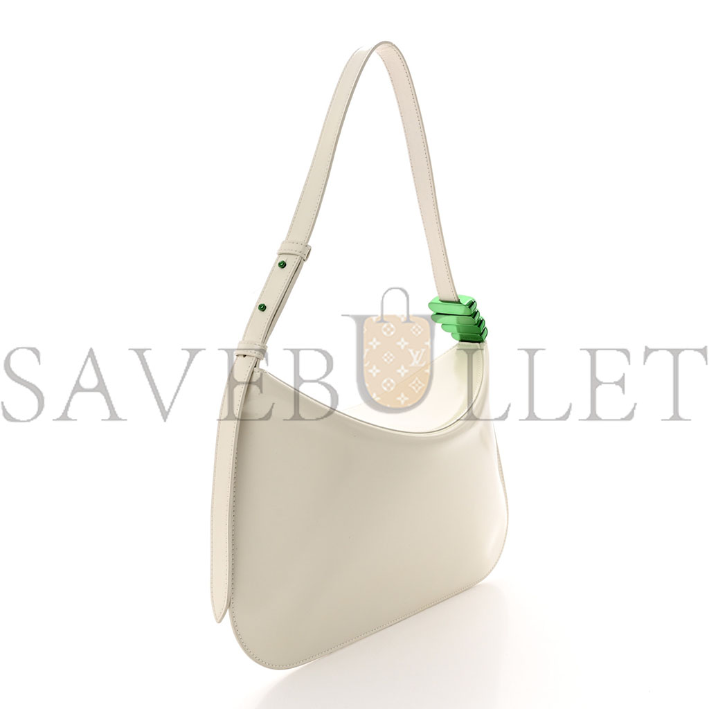 BOTTEGA VENETA BRUSHED CALFSKIN CRADLE FOLD OVER SHOULDER BAG WHITE PARAKEET (32*22*11cm)