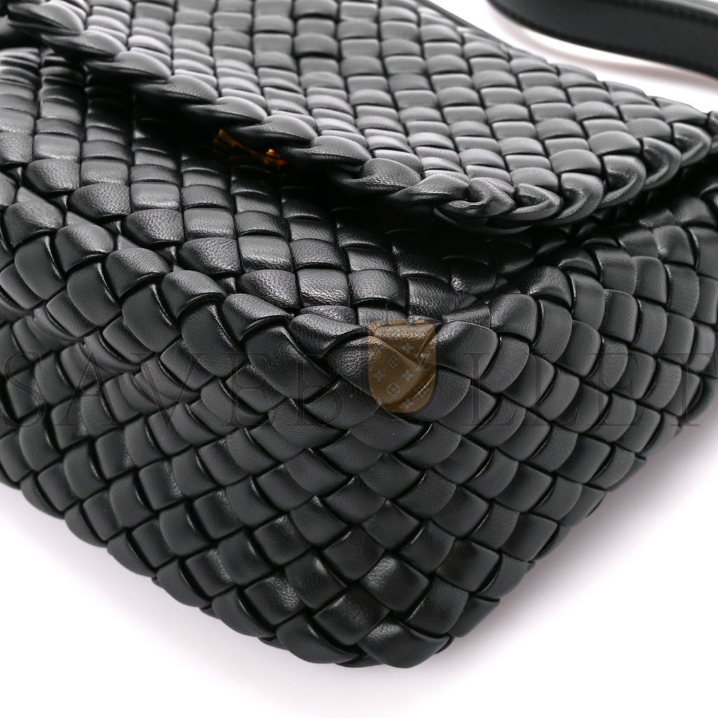 BOTTEGA VENETA NAPPA INTRECCIATO SMALL COBBLE SHOULDER BAG BLACK (27*22*10cm)