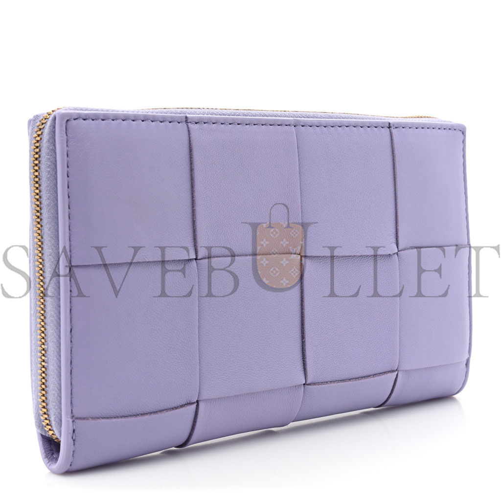 BOTTEGA VENETA SHINY CALFSKIN INTRECCIO WALLET WISTERIA  (19*11*2cm)