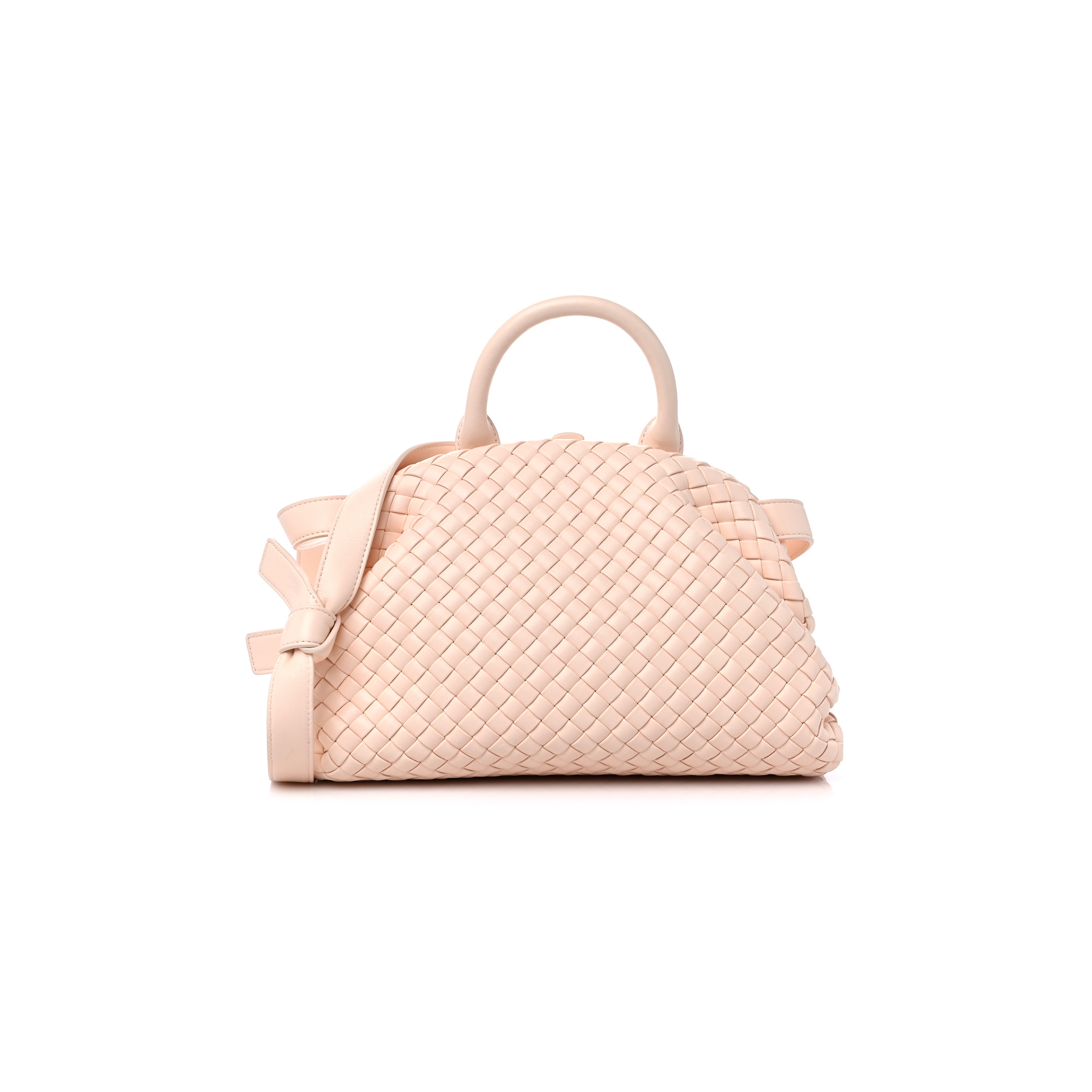 BOTTEGA VENETA NAPPA INTRECCIATO MINI TOP HANDLE SHOULDER BAG FLAMINGO  (22*17*8cm)