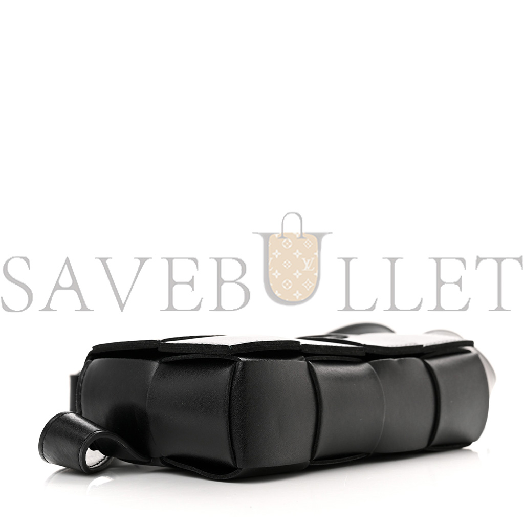 BOTTEGA VENETA NAPPA MAXI INTRECCIO THE BELT CASSETTE BAG BLACK (18*5*10cm)