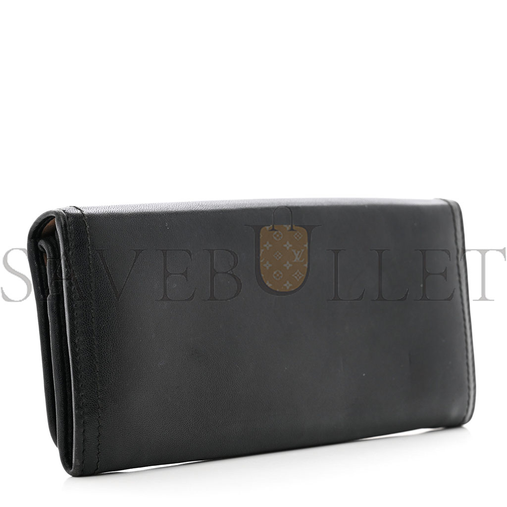 PRADA CALFSKIN CONTINENTAL FLAP WALLET BLACK (19*9*3cm)