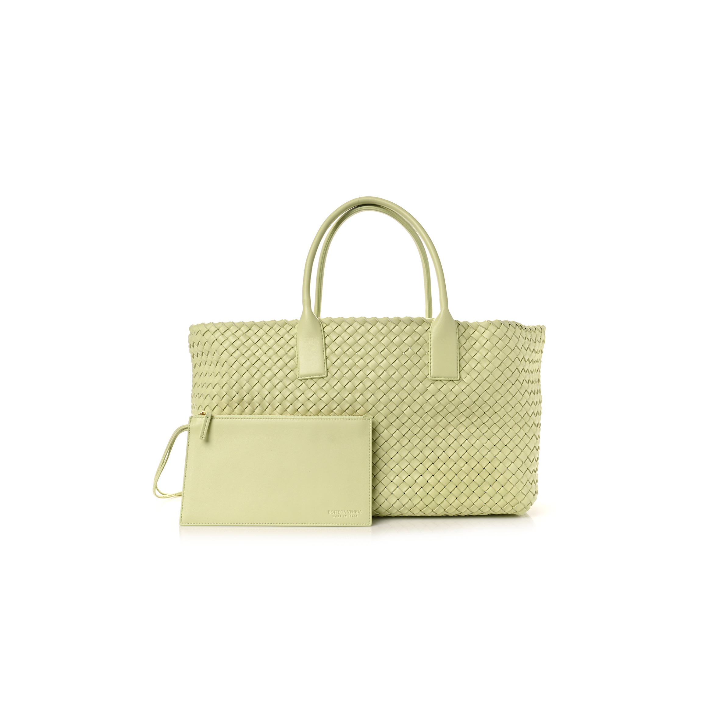 BOTTEGA VENETA LAMBSKIN INTRECCIO MEDIUM CABAT LEMON WASHED  (41*25*17cm)