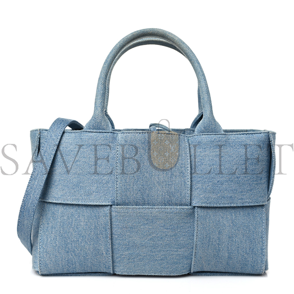 BOTTEGA VENETA DENIM MAXI INTRECCIATO MINI ARCO TOTE BLUE (27*17*11cm)