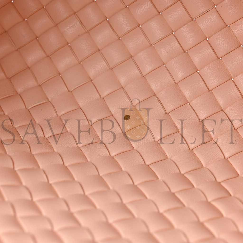 BOTTEGA VENETA NAPPA INTRECCIATO MINI TOP HANDLE SHOULDER BAG FLAMINGO  (22*17*8cm)