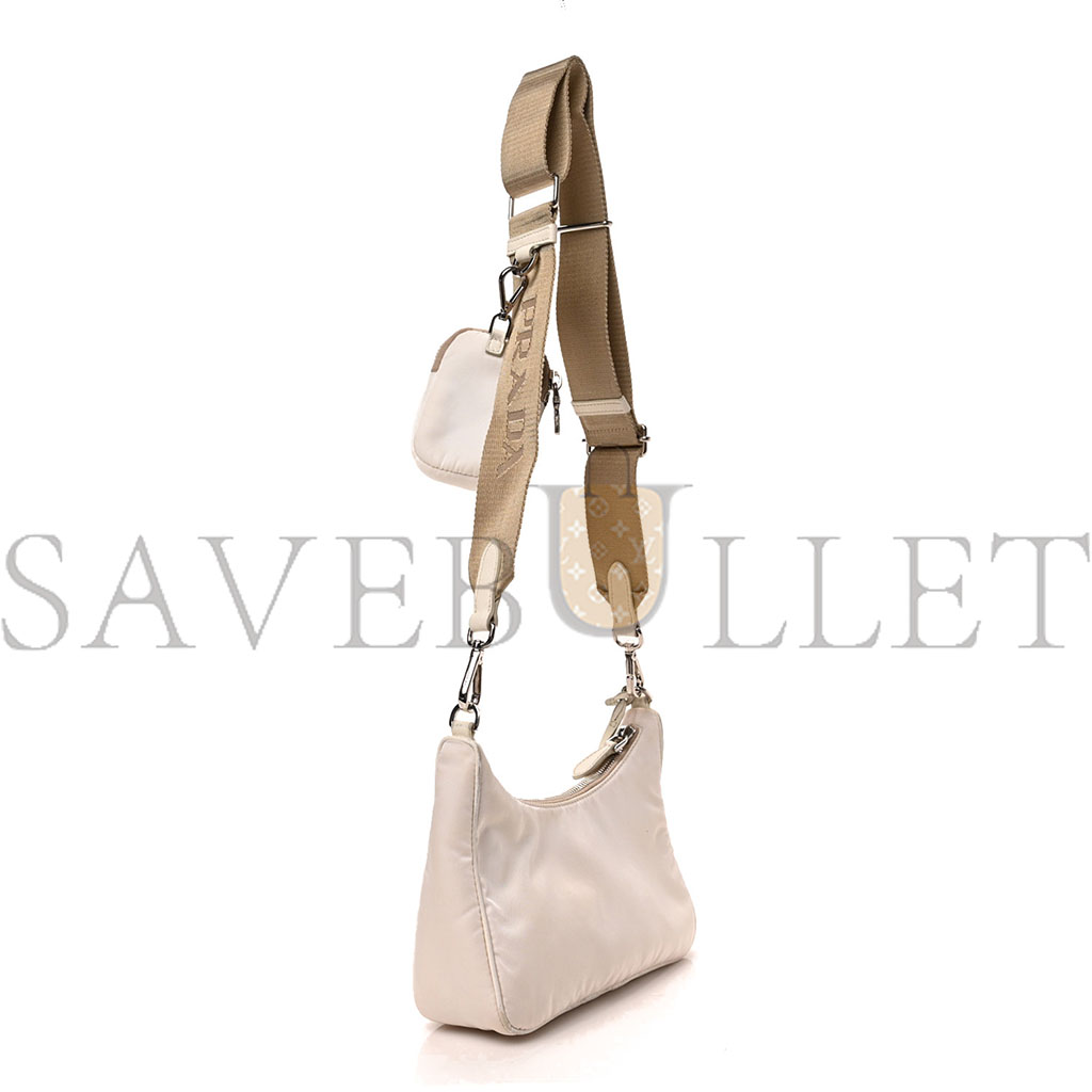 PRADA NYLON RE-EDITION 2005 SHOULDER BAG WHITE (22*13*8cm)