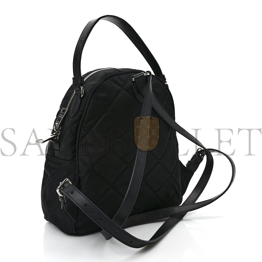 PRADA NYLON TESSUTO IMPUNTU QUILTED BACKPACK BLACK (23*23*11cm)