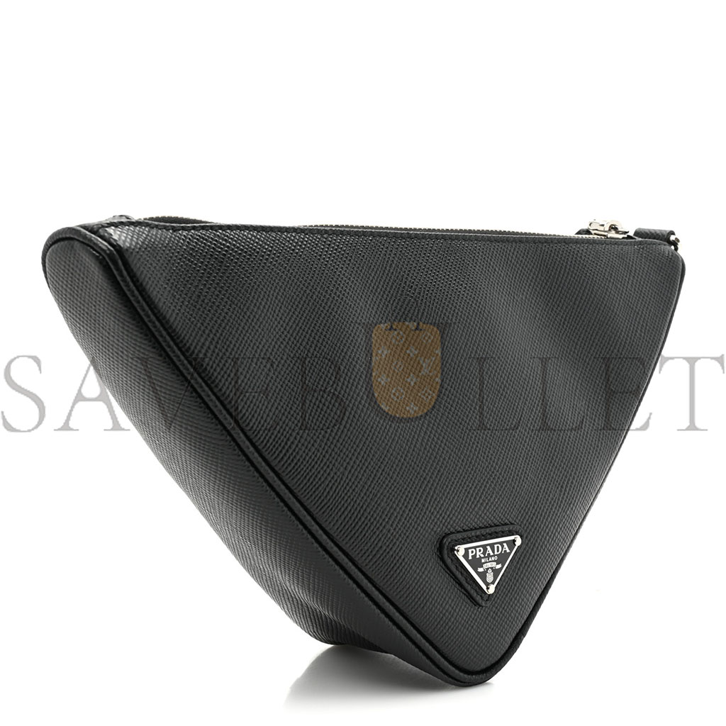 PRADA SAFFIANO TRIANGLE WRISTLET BLACK (27*15*8cm)