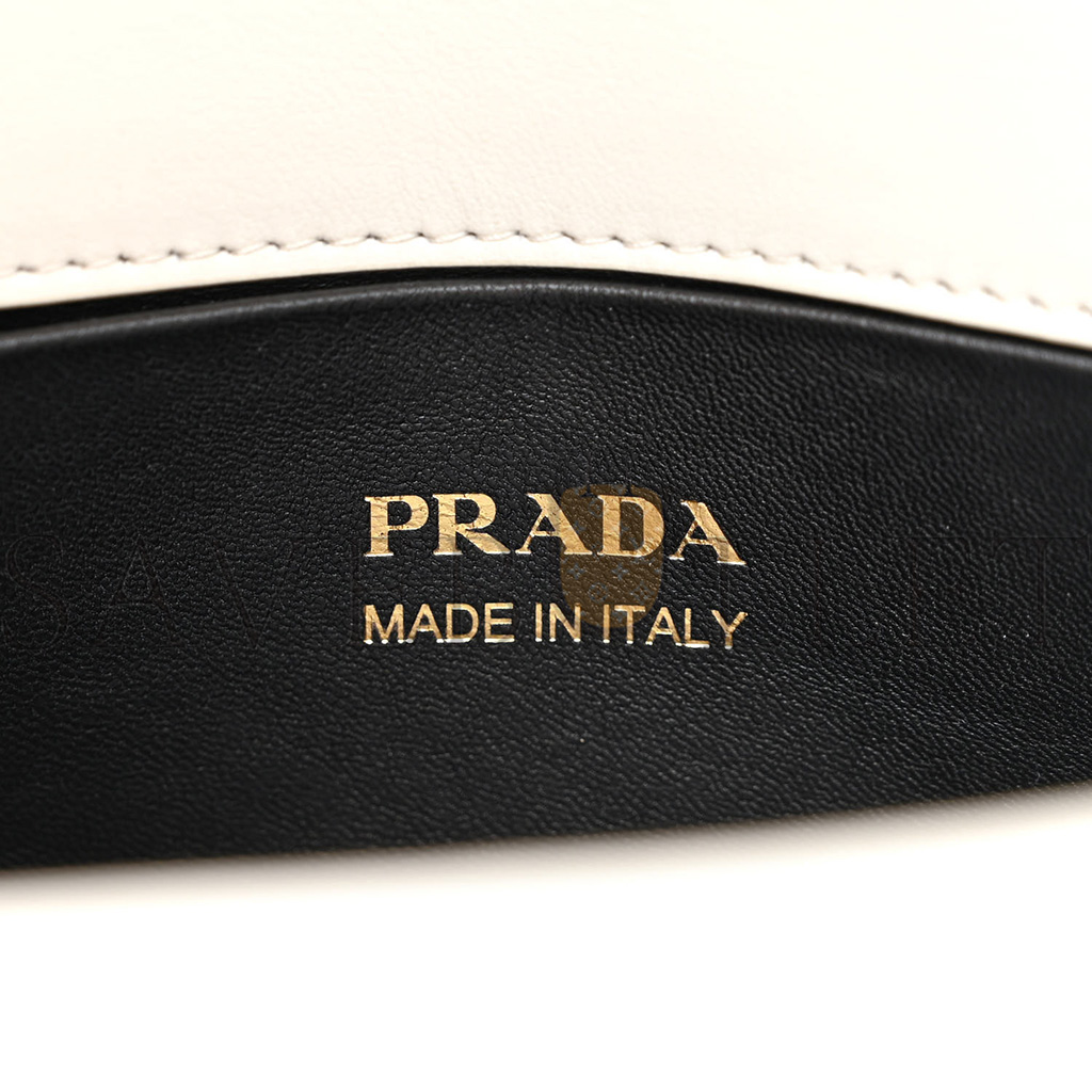 PRADA SPAZZOLATO FLAP SHOULDER BAG WHITE (29*14*6cm)