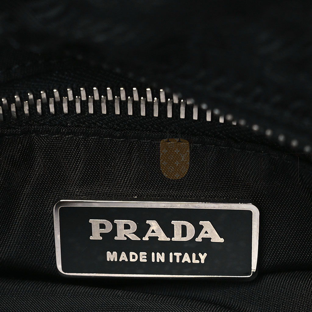 PRADA TESSUTO NYLON JACQUARD TOTE BLACK (22*20*8cm)