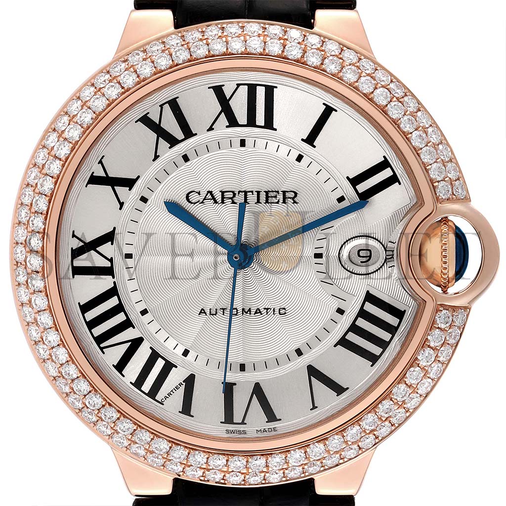 CARTIER BALLON BLEU 42 ROSE GOLD DIAMOND MENS WATCH WE900851