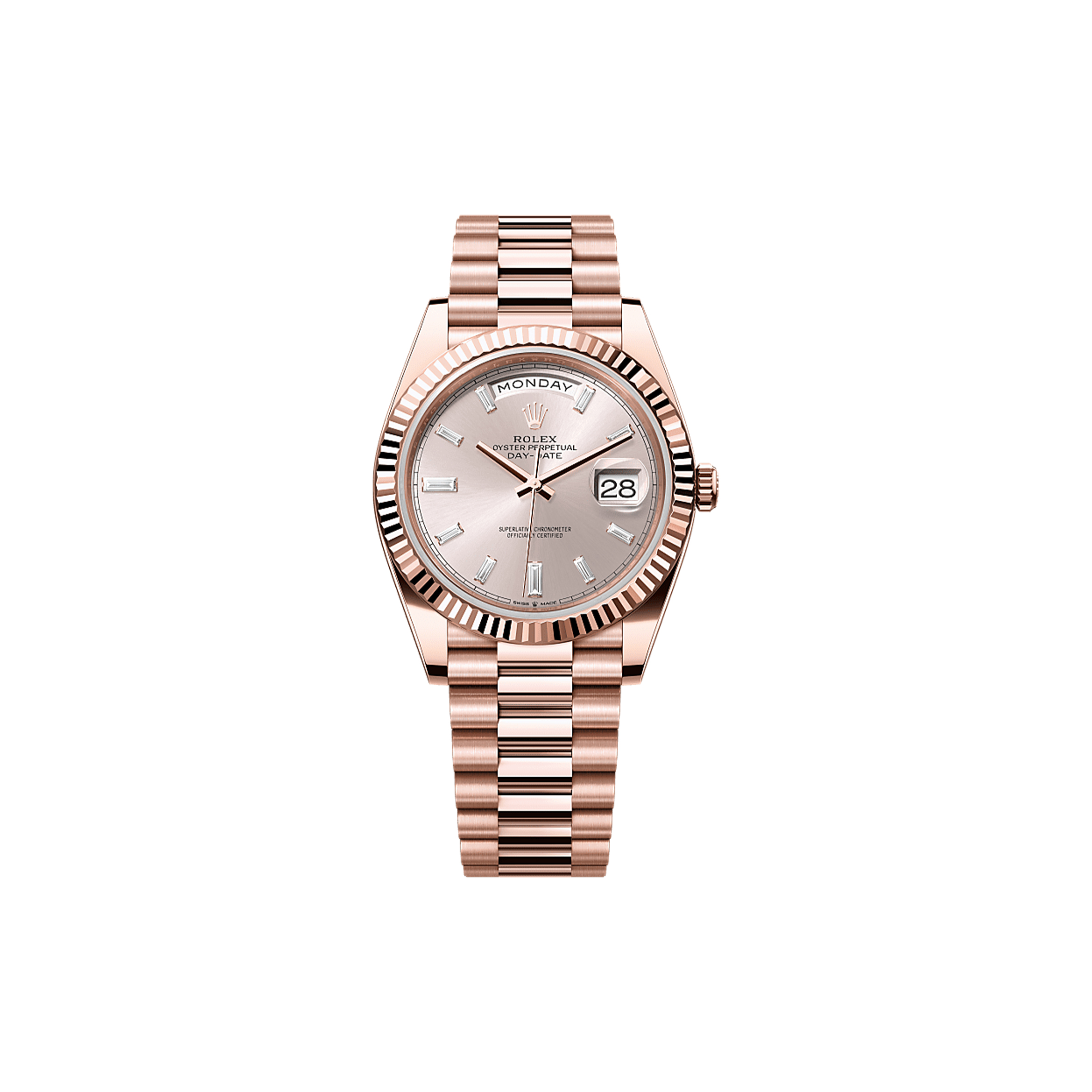 ROLEX DAY-DATE 40 OYSTER, 40 MM, EVEROSE GOLD WATCH 228235-0004