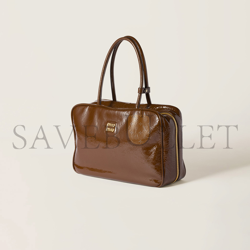 MIU MIU BEAU NAPLAK PATENT LEATHER BAG 5BB117 (34*23*10cm)