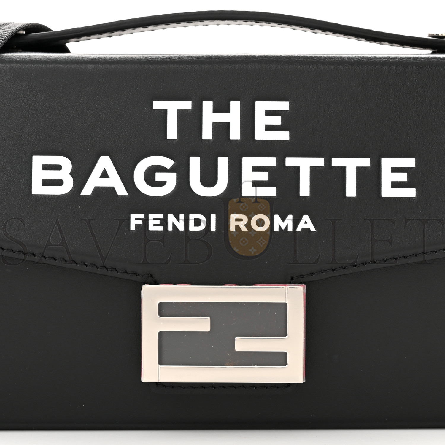 FENDI X MARC JACOBS NAPPA LOGO BAGUETTE SOFT TRUNK BAG BLACK (21*11*6cm)