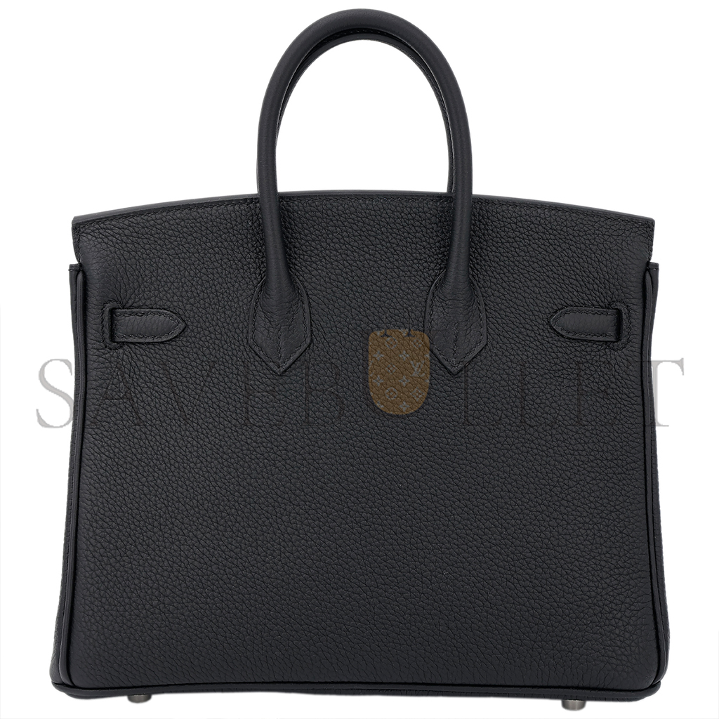 HERMES BIRKIN 25 NOIR BLACK TOGO CALFSKIN SILVER BUCKLE BAG 10089040 (25*20*13cm)