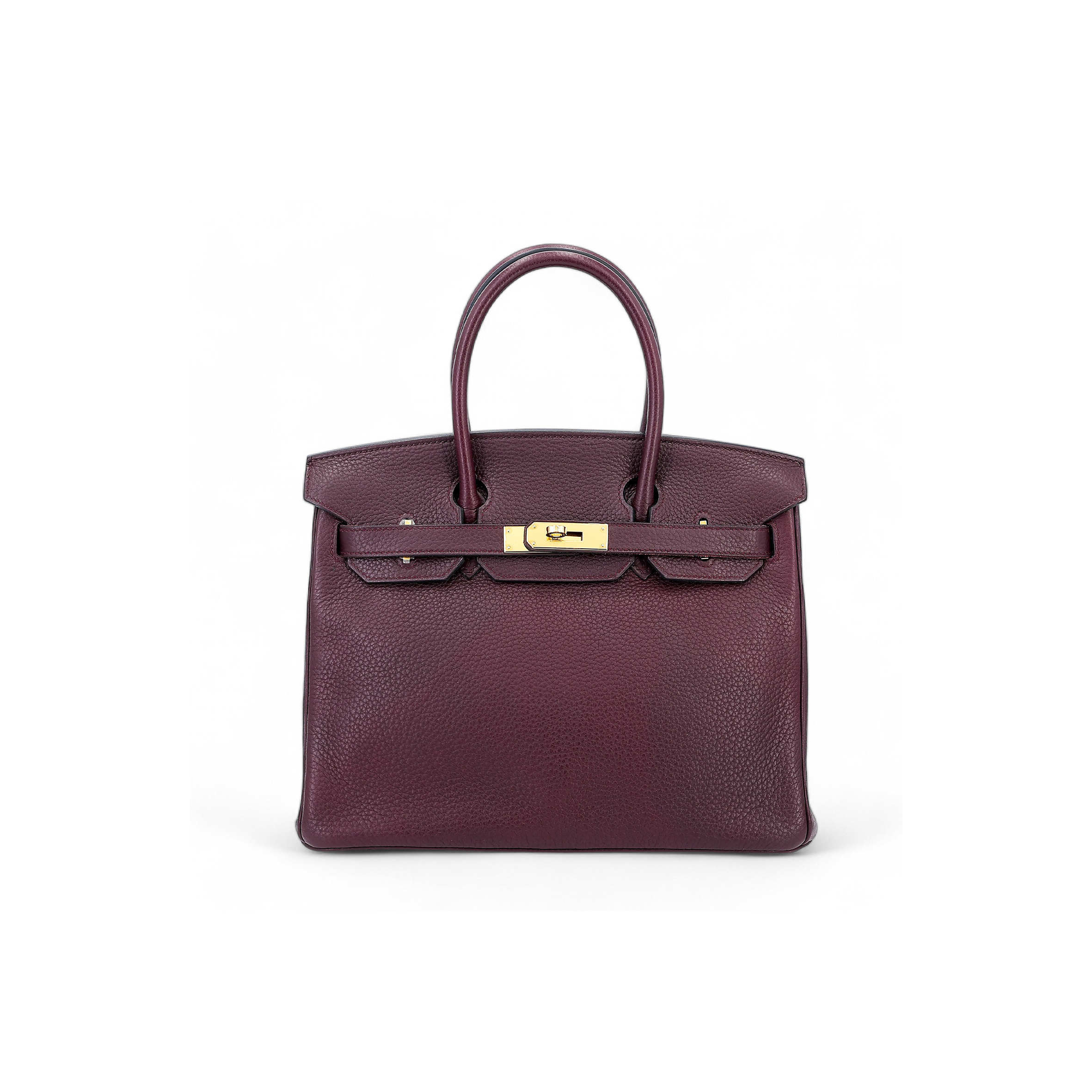 HERMÈS BIRKIN 30 TOGO LEATHER BURGUNDY GOLD BUCKLE BAG 8575895581 (30*22*15cm)