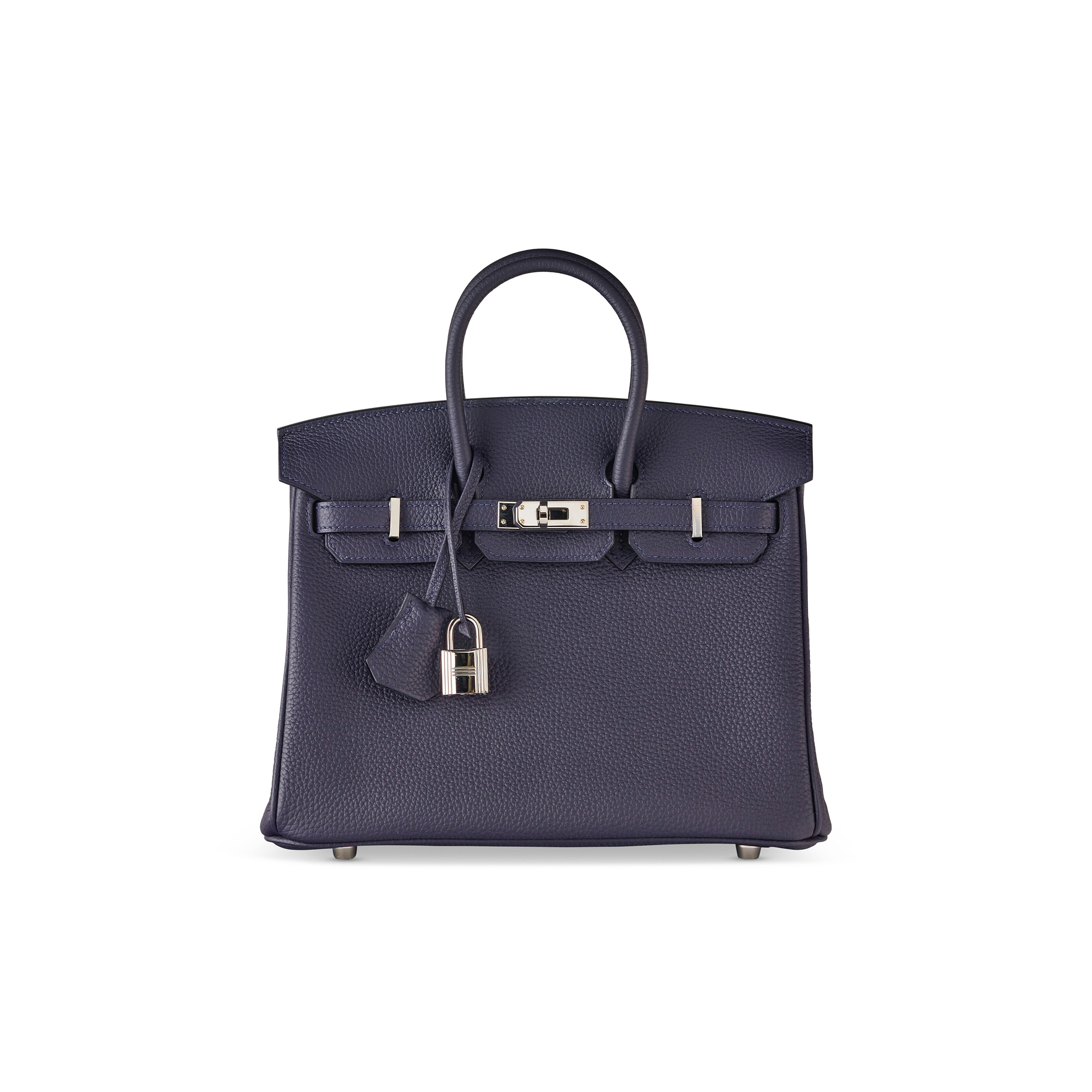 HERMES BIRKIN 30 TOGO LEATHER MIDNIGHT BLUE POPPY ORANGE SILVER BUCKLE BAG 454074 (30*23*15cm)