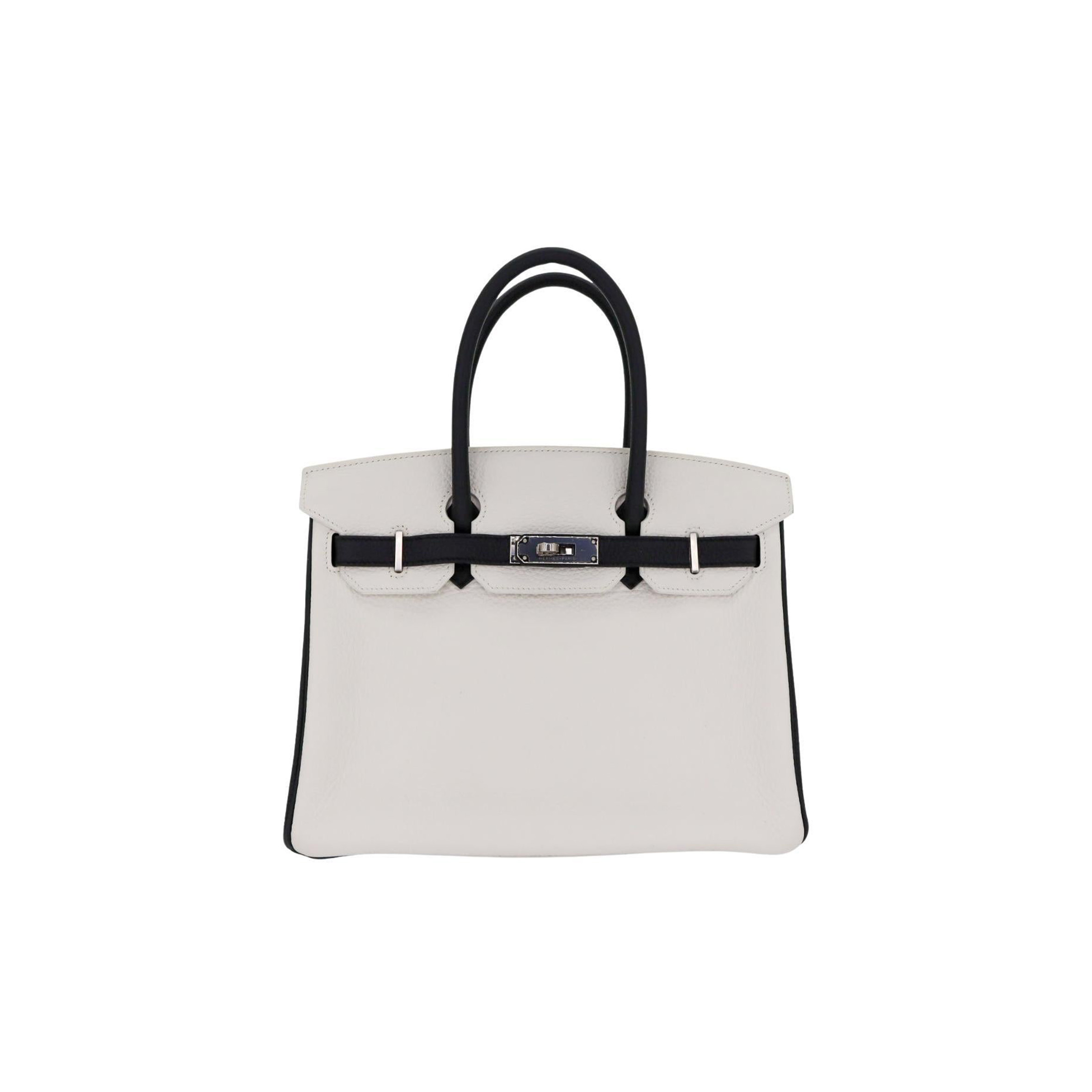 HERMES BIRKIN 30 TOGO LEATHER MILKSHAKE WHITE SILVER BUCKLE BAG 2632222857052 (30*23*15cm)