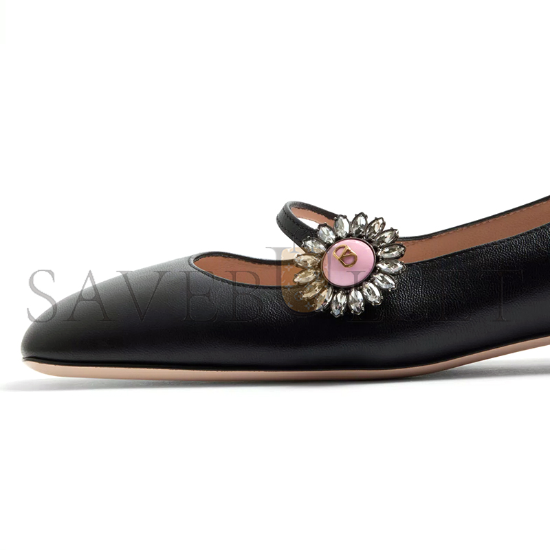 VALENTINO MARY-JANE PRESHOES BALLERINA IN KIDSKIN WITH JEWEL BUTTON 20MM 6W2S0LL7DHS_9TJ VALENTINO MARY-JANE PRESHOES BALLERINA IN KIDSKIN WITH JEWEL BUTTON 20MM 6W2S0LL7DHS_9TJ
