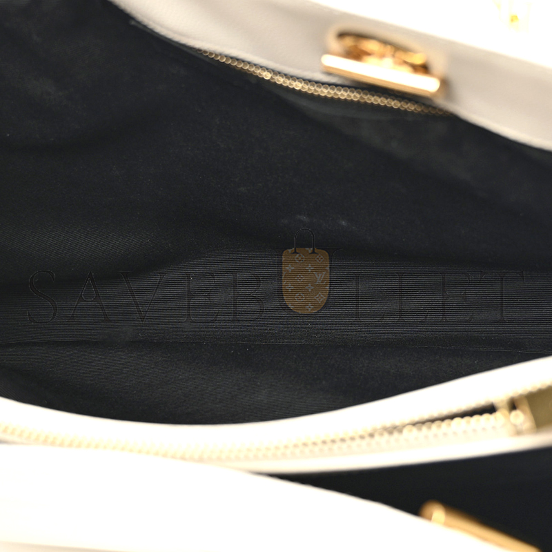 YSL CHEVRON LEATHER CLASSIC MONOGRAM SHOPPING TOTE WHITE 1466144 (33*22*15cm)