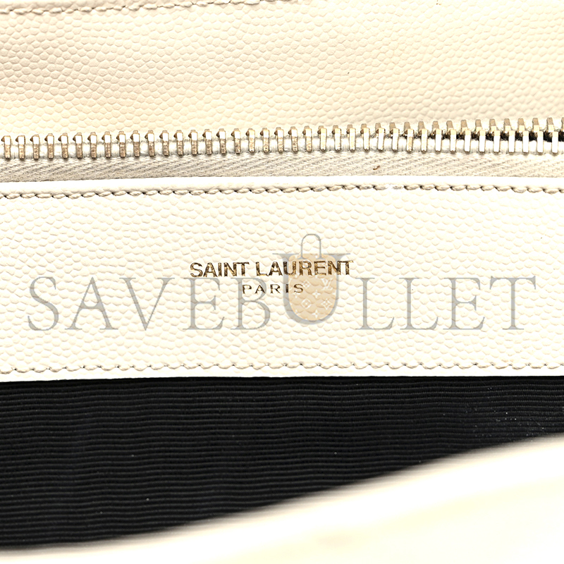YSL CHEVRON LEATHER CLASSIC MONOGRAM SHOPPING TOTE WHITE 1466144 (33*22*15cm)