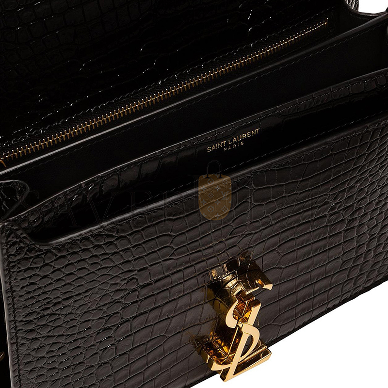 YSL CASSANDRA EMBOSSED CLASP BAG BLACK 23639573 (22*16.5*5.5cm)