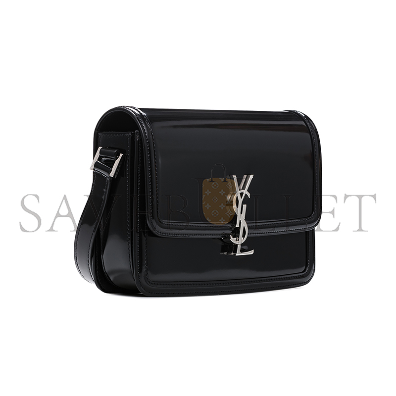 YSL SOLFERINO MEDIUM SATCHEL IN BOX SAINT LAURENT PATENT LEATHER 634305AAB9H1000 (23*16*6cm)