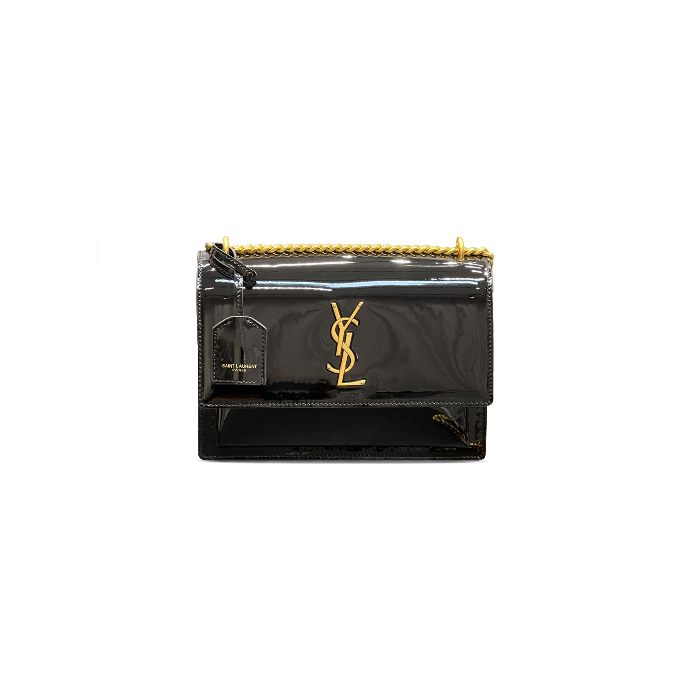 YSL SUNSET MEDIUM IN PATENT LEATHER 422906366205 (22*16*6.5cm)