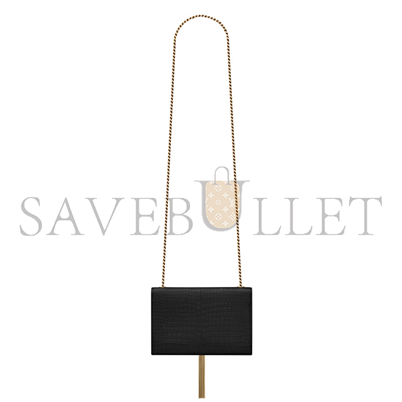 YSL KATE SMALL TASSEL IN CROCODILE-EMBOSSED LEATHER 474366DND0J1000 (20*12.5*5cm)