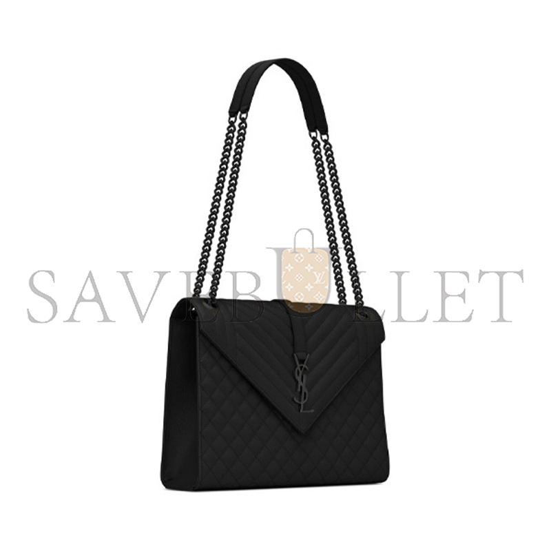 YSL ENVELOPE LARGE IN QUILTED GRAIN DE POUDRE EMBOSSED LEATHER 600166BOW981000 (31*22*7.5cm)