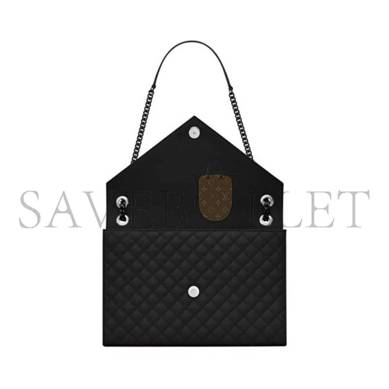YSL ENVELOPE LARGE IN QUILTED GRAIN DE POUDRE EMBOSSED LEATHER 600166BOW981000 (31*22*7.5cm)