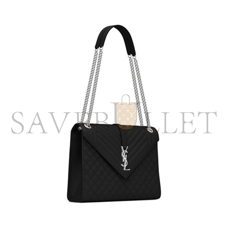 YSL ENVELOPE LARGE IN QUILTED GRAIN DE POUDRE EMBOSSED LEATHER 600166BOW921000 (31*22*7.5cm)