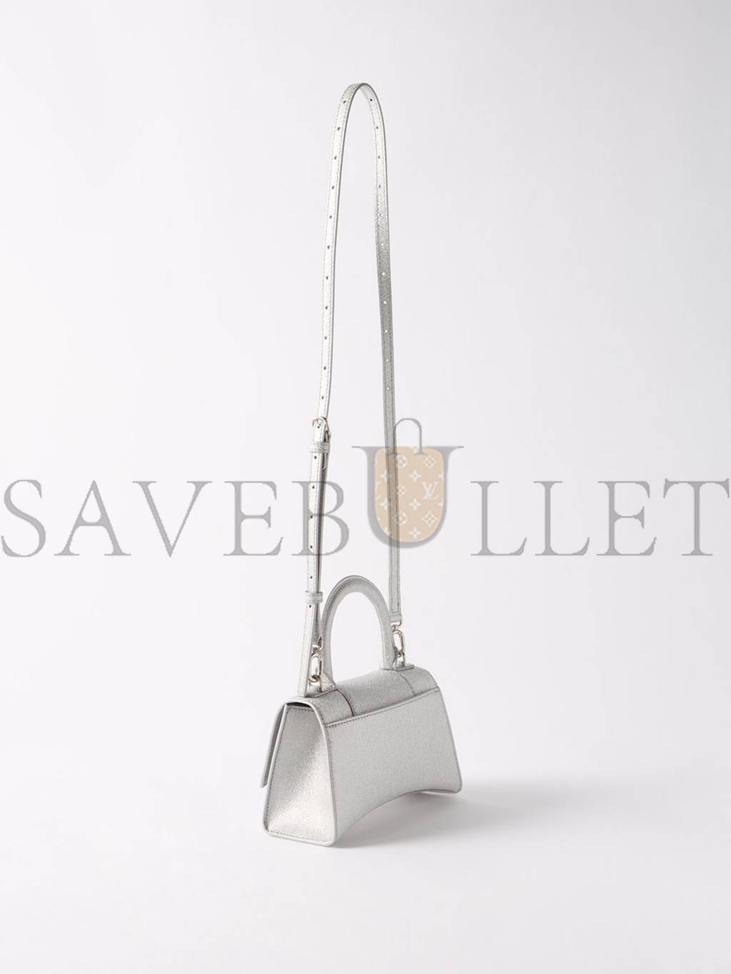 BALENCIAGA SILVER HOURGLASS XS GLITTER FAUX-LEATHER BAG MATCHESFASHION US (19*12*6.6cm)