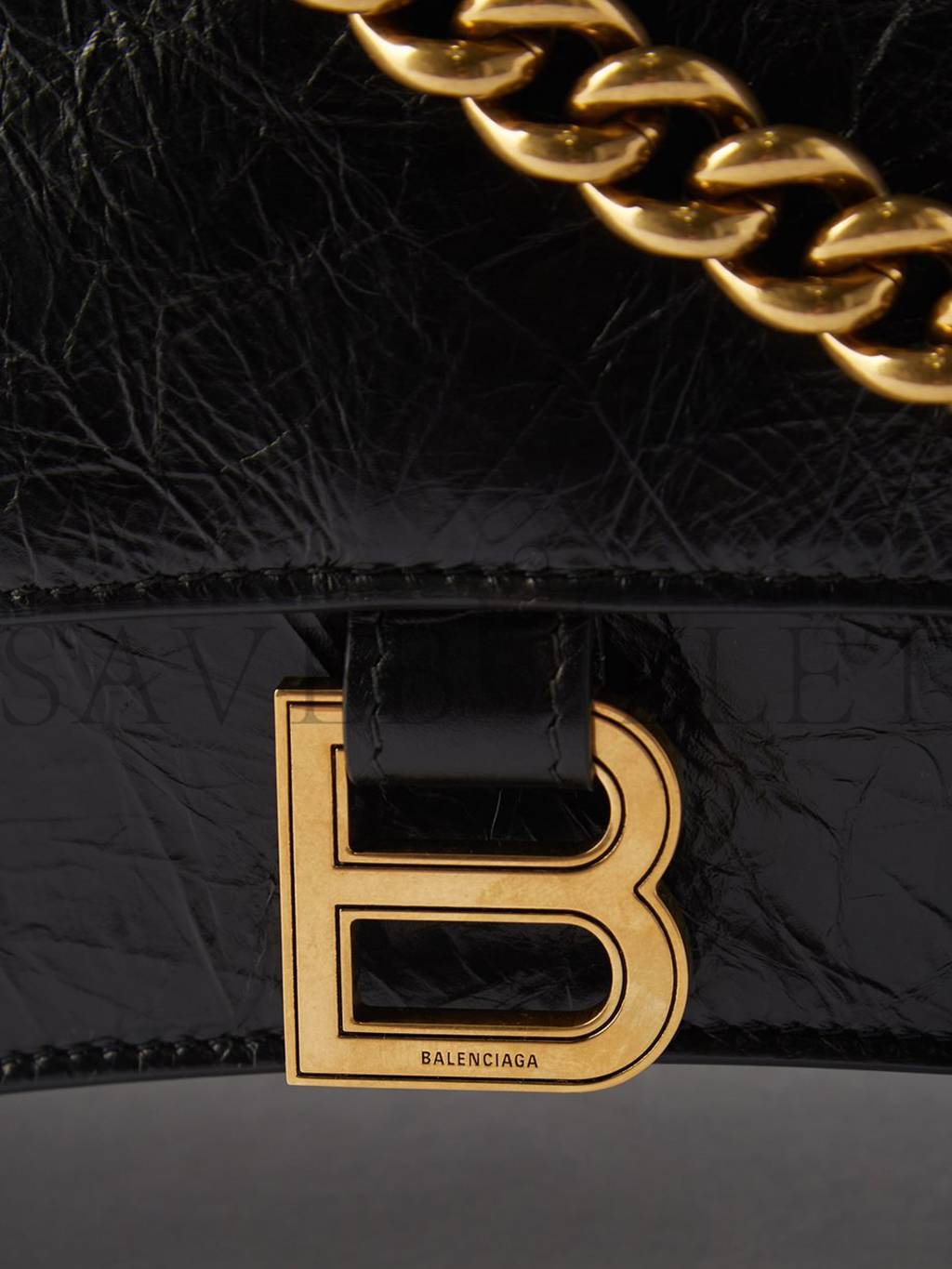 BALENCIAGA BLACK CRUSH LARGE CRACKLED-LEATHER SHOULDER BAG MATCHESFASHION US (39.3*24.8*12.7cm)