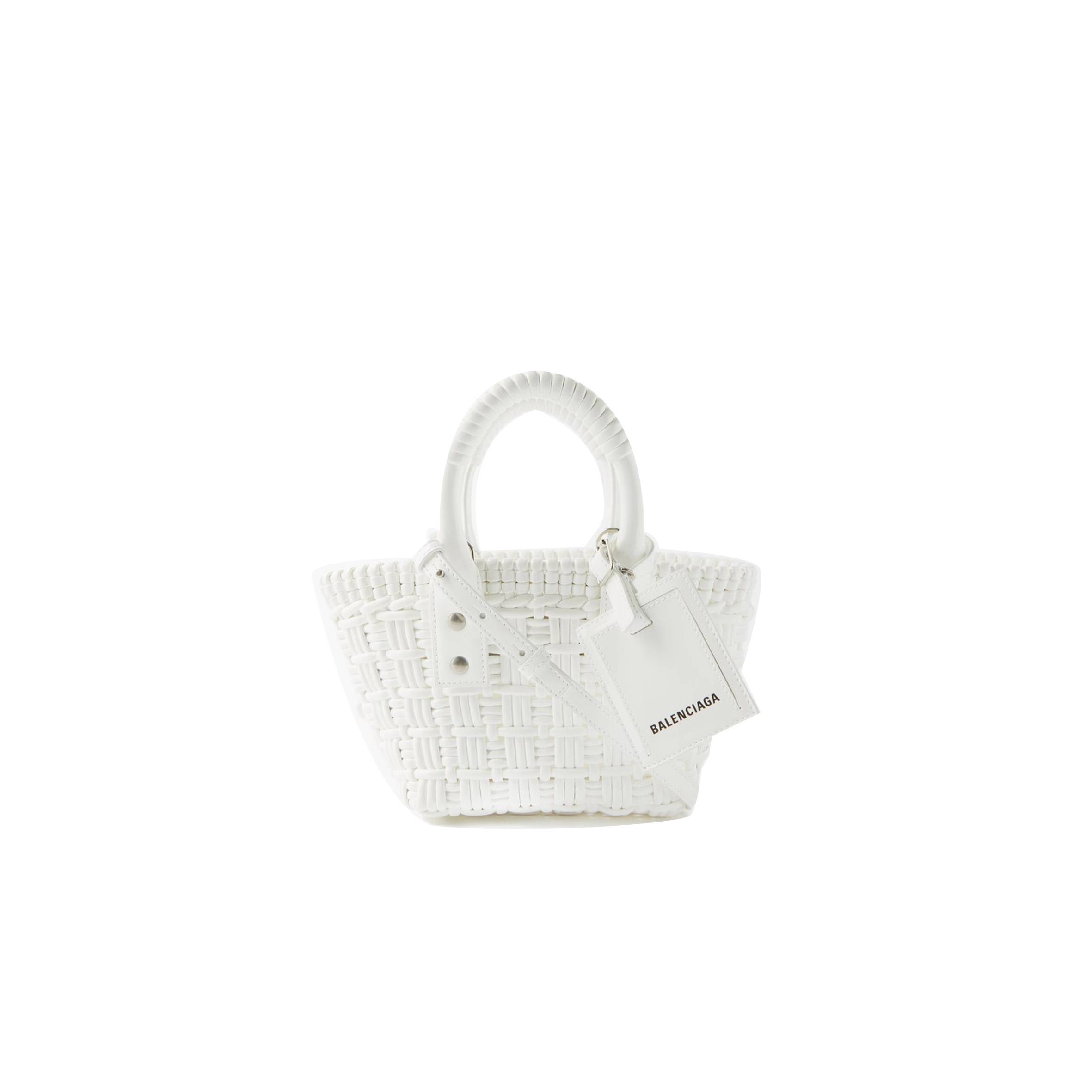 BALENCIAGA WHITE BISTRO XXS WOVEN FAUX-LEATHER BASKET BAG MATCHESFASHION US (25.4*14.9*8.6cm)