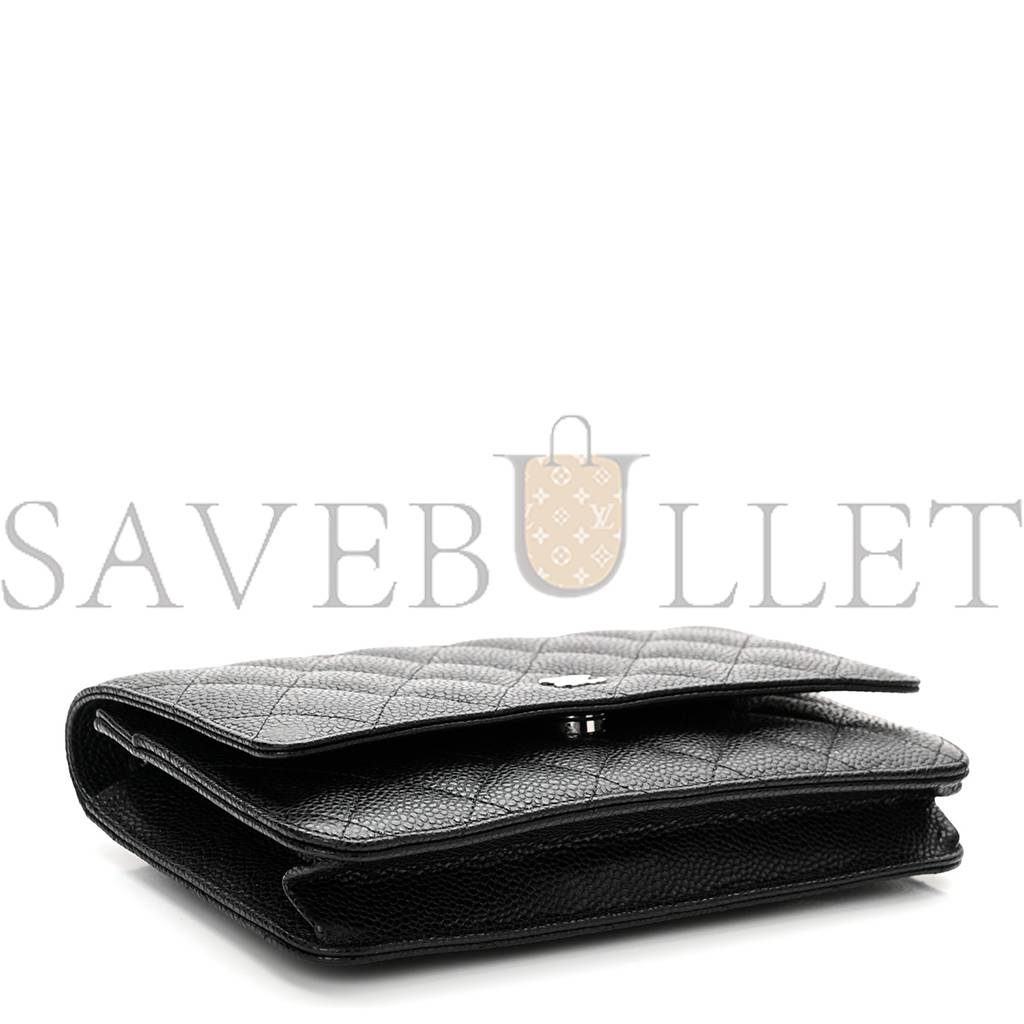 CHANEL CAVIAR QUILTED LARGE COCO HANDLE FLAP  BLACK SILVER HARDWARE (20*13*4cm)