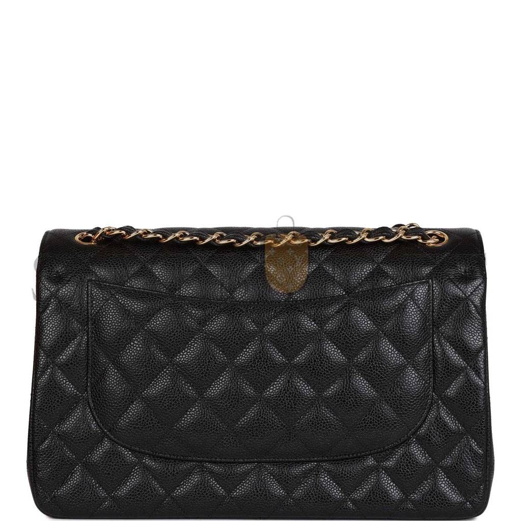 CHANEL JUMBO CLASSIC DOUBLE FLAP BAG BLACK CAVIAR GOLD HARDWARE (30*20*9cm)