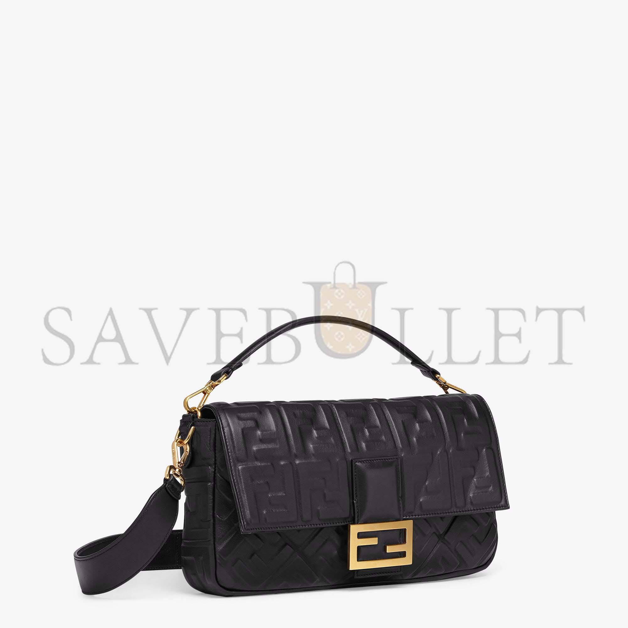 FENDI BAGUETTE LARGE - BLACK LEATHER BAG 8BR771A72VF15ZW (33*18*5.5cm)