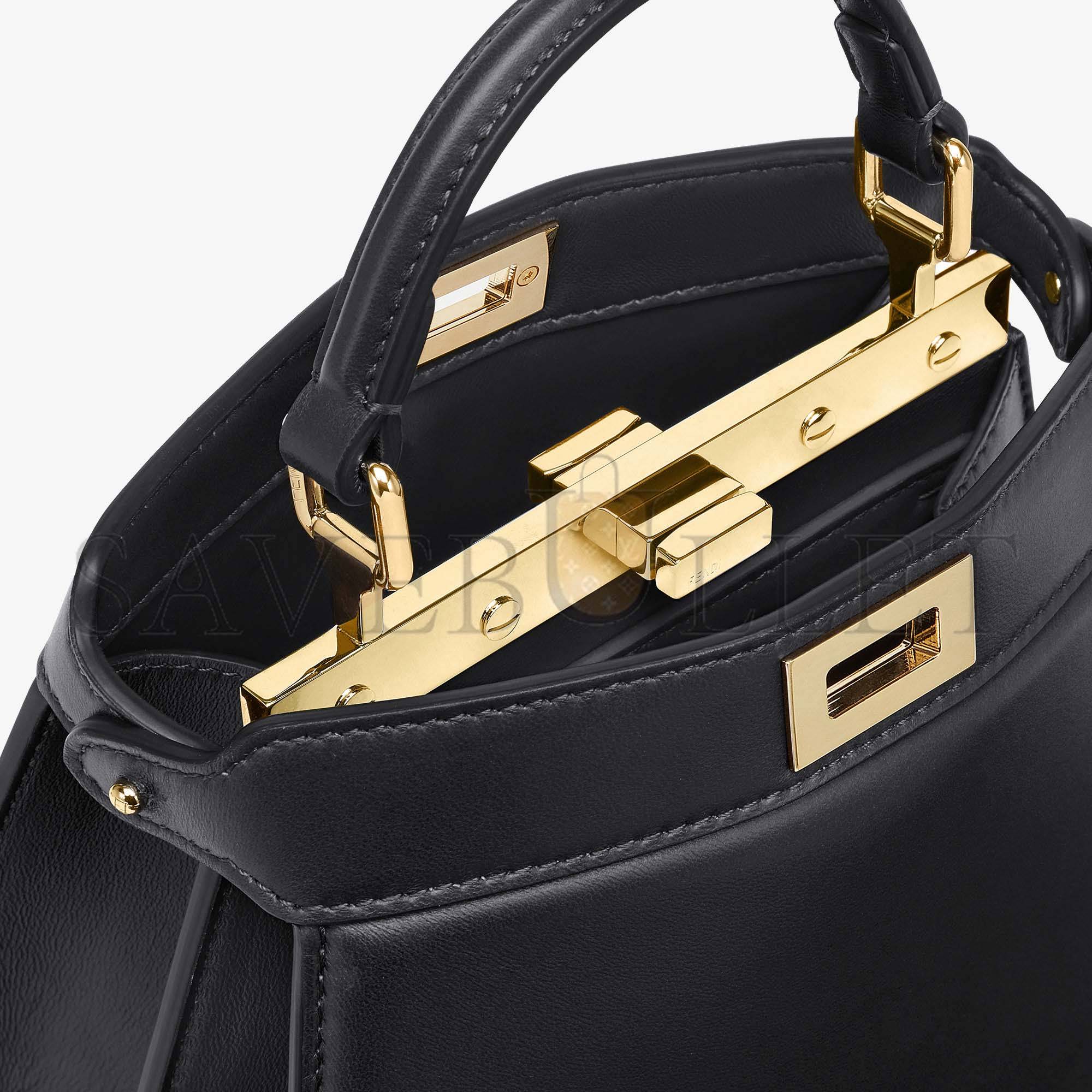 FENDI PEEKABOO ISEEU PETITE - BLACK PADDED NAPPA LEATHER BAG 8BN335ABVEF0KUR (20*15.5*11cm)