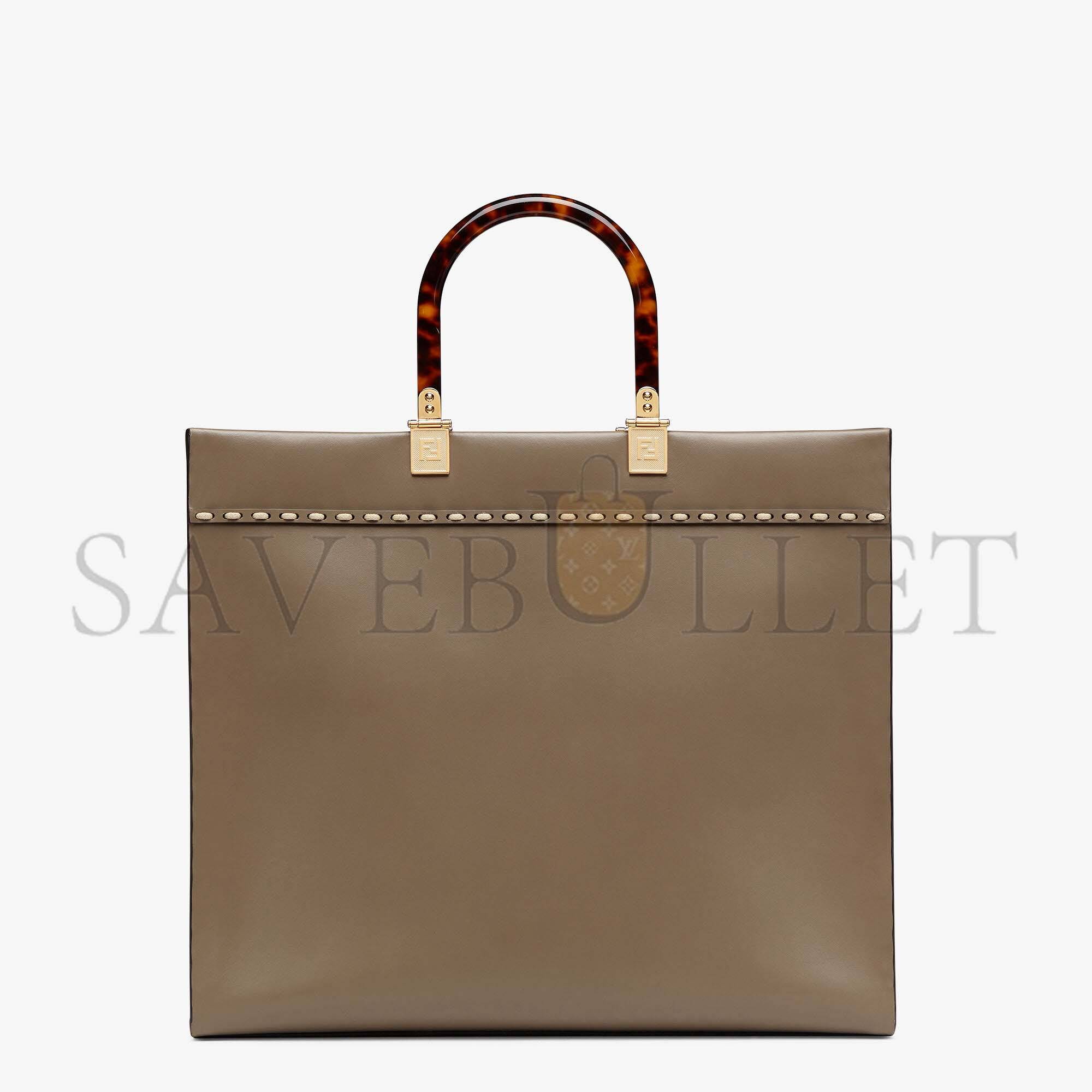 FENDI SUNSHINE MEDIUM - GRAY LEATHER AND ELAPHE SHOPPER 8BH386AHN5F1FEN (35*31*17cm)