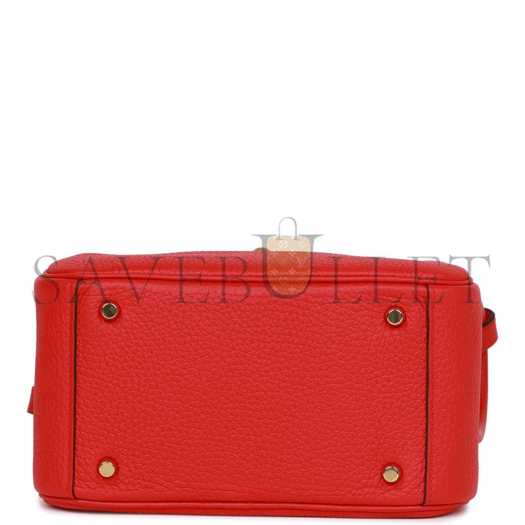 HERMES MINI LINDY ROUGE DE COEUR CLEMENCE GOLD HARDWARE (19*12.5*9)