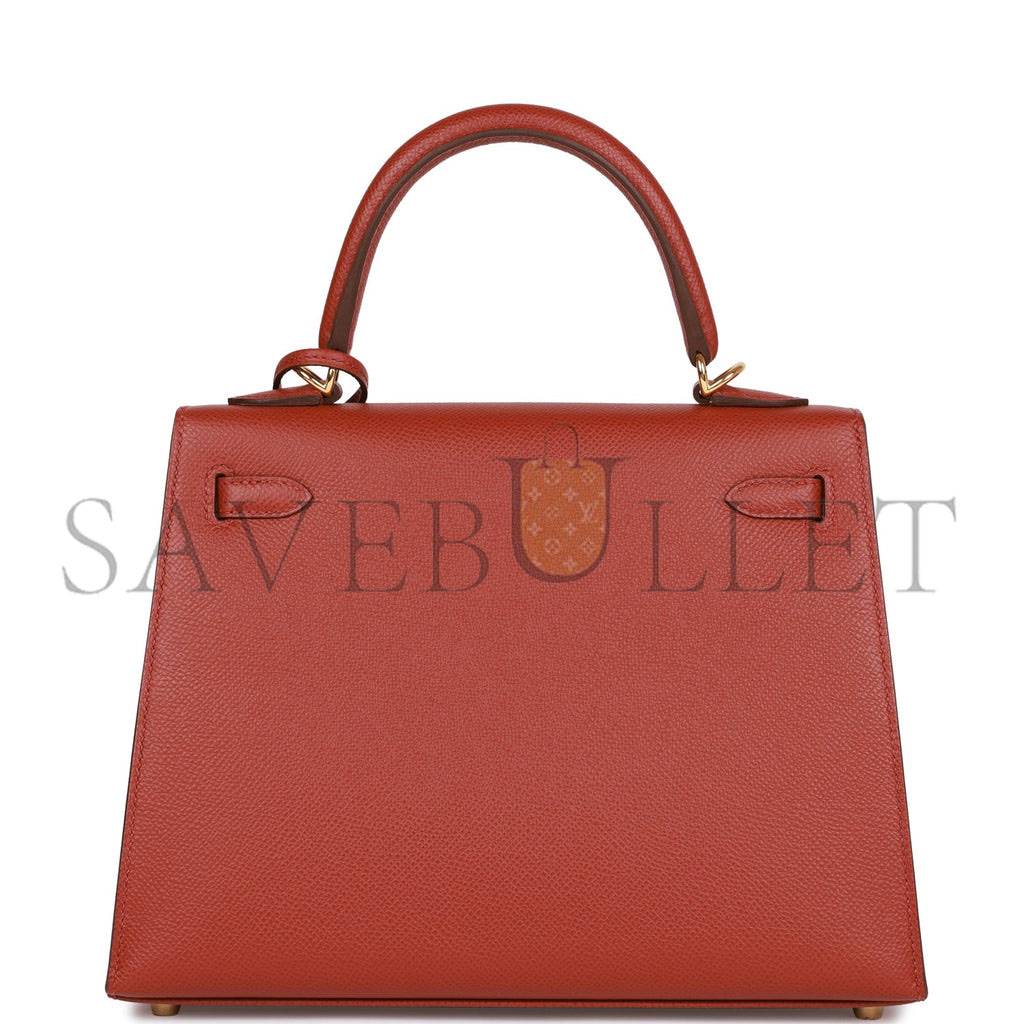 HERMES KELLY SELLIER 25 ROUGE VENETIAN EPSOM GOLD HARDWARE   (25*17*7cm)