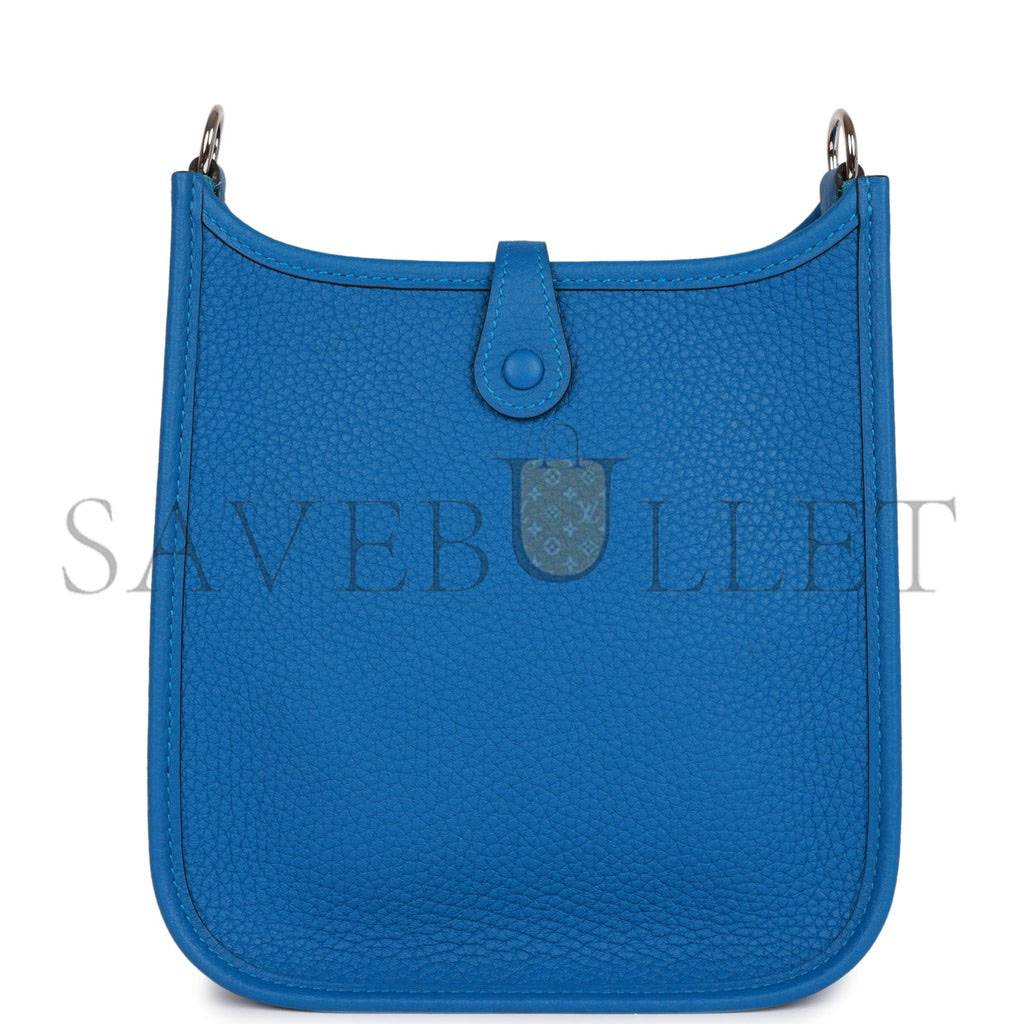 HERMES EVELYNE TPM BLEU MYKONOS CLEMENCE PALLADIUM HARDWARE (17cm)