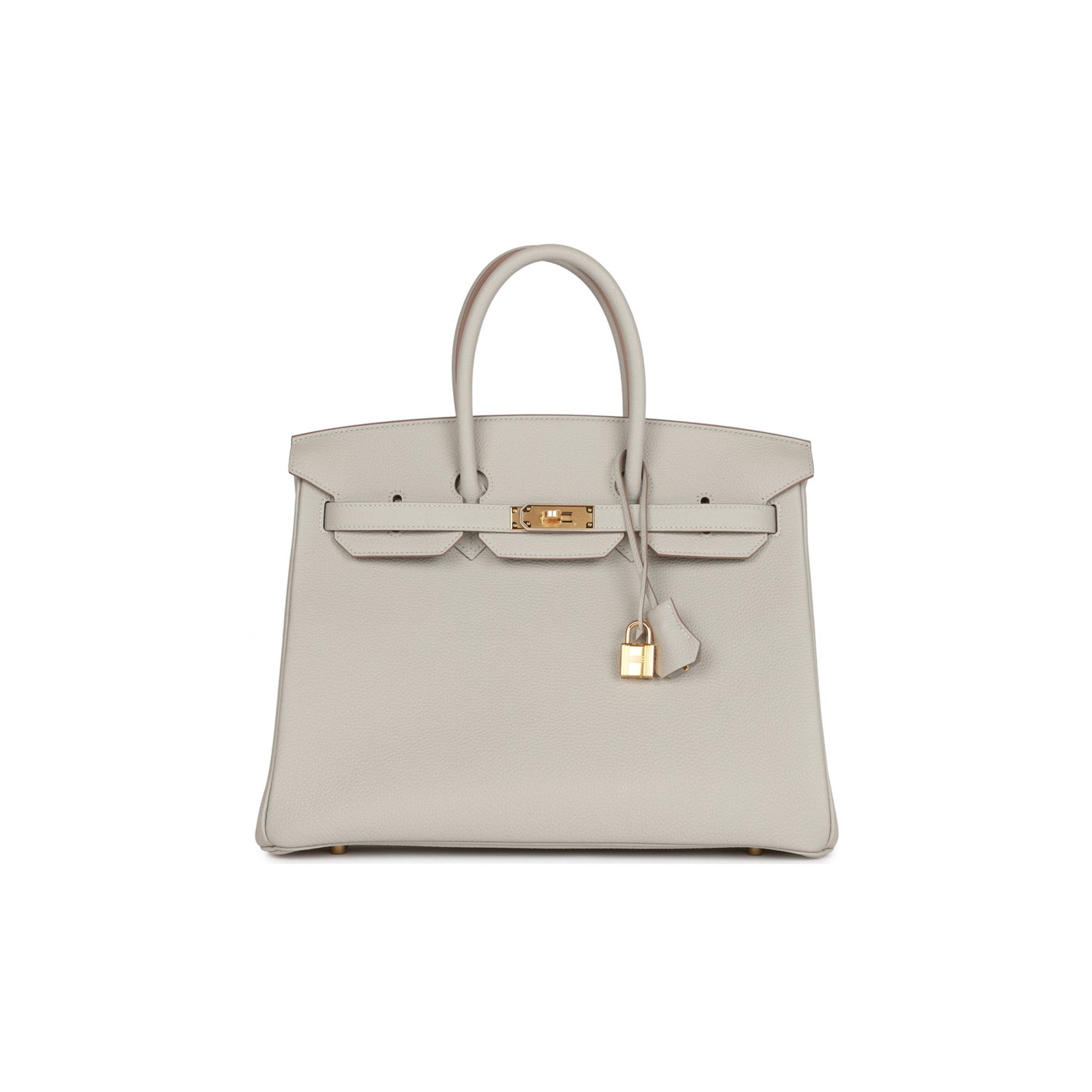 HERMES BIRKIN 35 GRIS PERLE TOGO GOLD HARDWARE 39891068813406 (35cm)