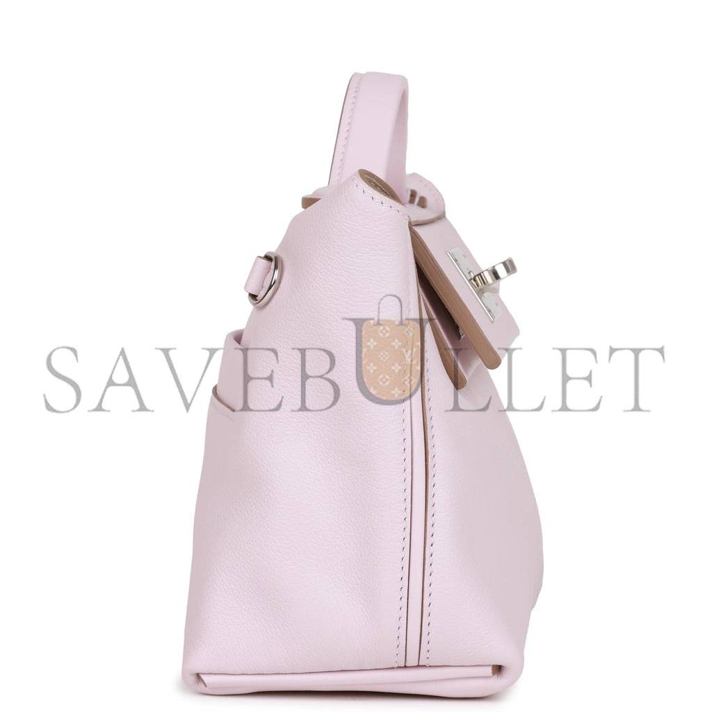 HERMES MINI 2424 BAG MAUVE PALE VERSO EVERCOLOR AND SWIFT PALLADIUM HARDWARE (23*17*11cm)