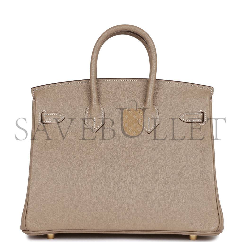 HERMES SPECIAL ORDER (HSS) BIRKIN 25 GRIS TOURTERELLE VERSO CHEVRE BRUSHED GOLD HARDWARE HANDMADE (25cm)