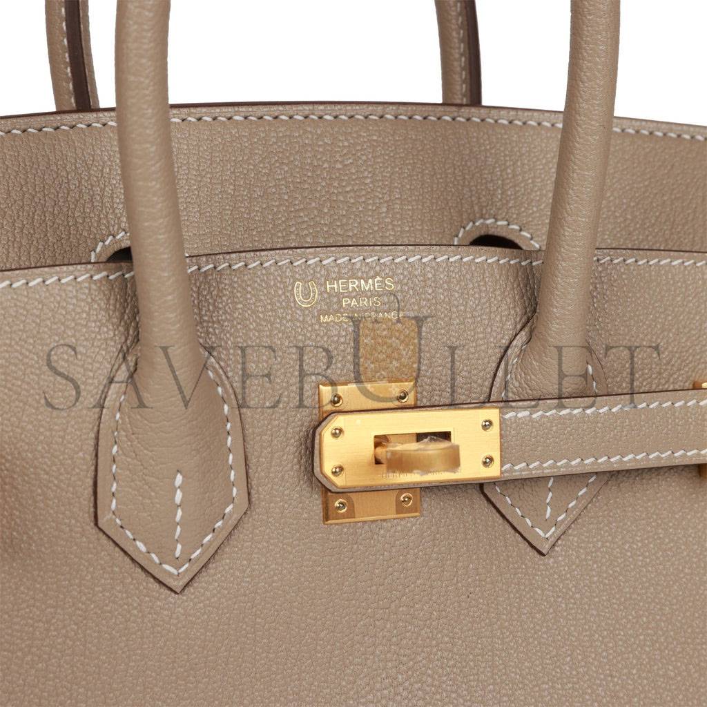 HERMES SPECIAL ORDER (HSS) BIRKIN 25 GRIS TOURTERELLE VERSO CHEVRE BRUSHED GOLD HARDWARE HANDMADE (25cm)