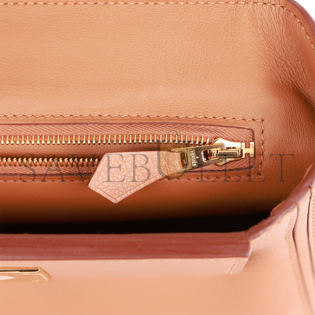 HERMES MINI 2424 BAG GOLD EVERCOLOR AND SWIFT GOLD HARDWARE (23*16*11cm)